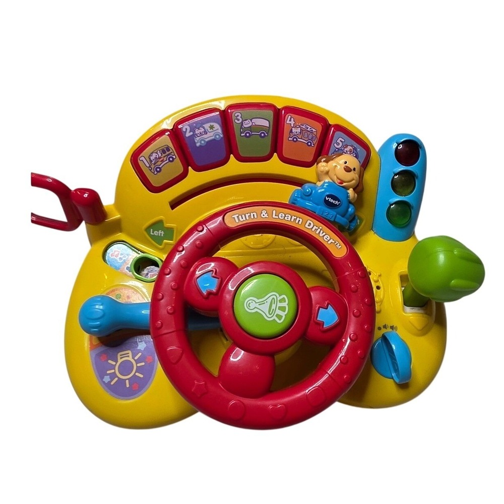 VTech Turn and Learn Driver Toddler Steering Wheel Toy Yellow Red Blue 80-166600